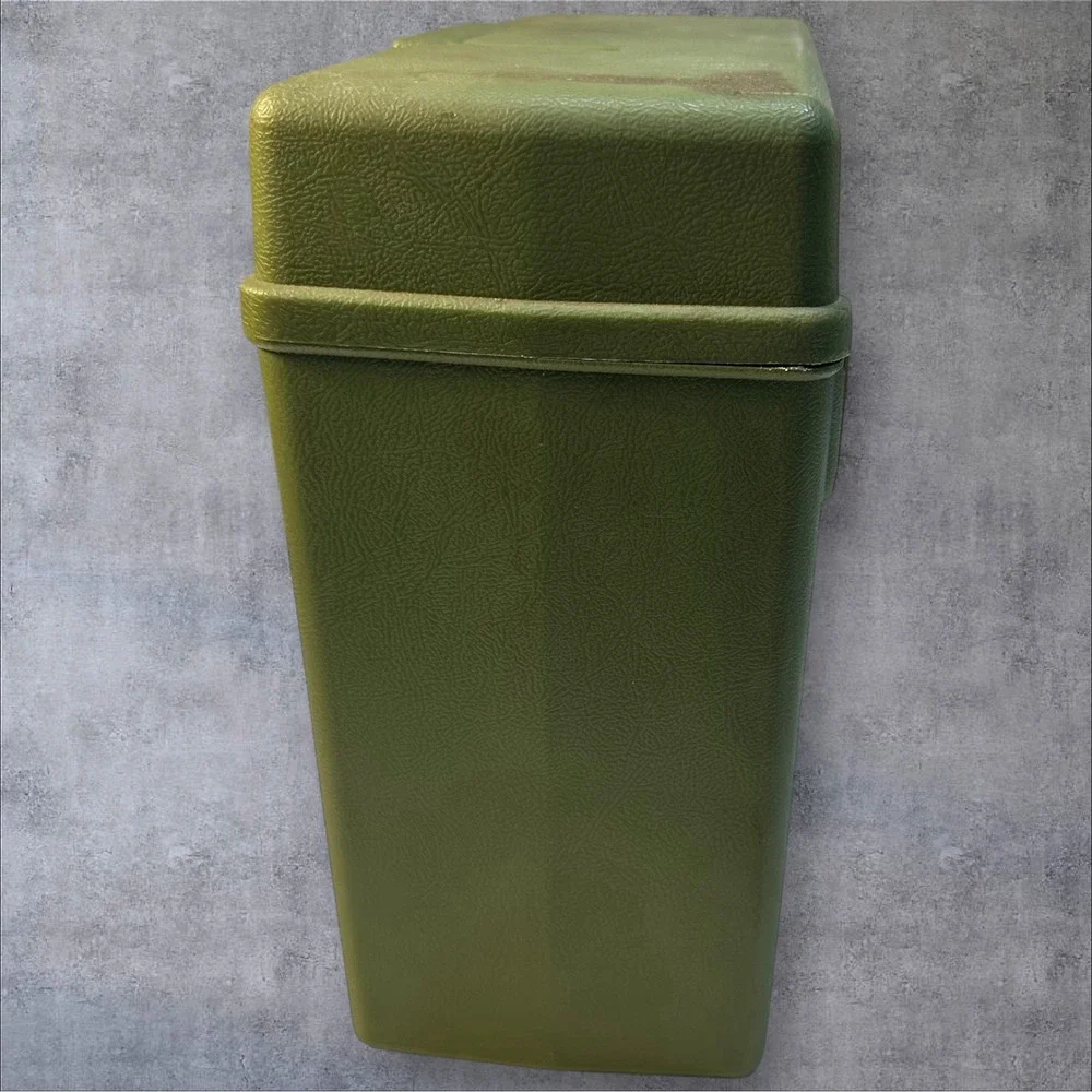 Vintage 1970's Sterling Plastics File Storage‎ Box in Army Green File Folders